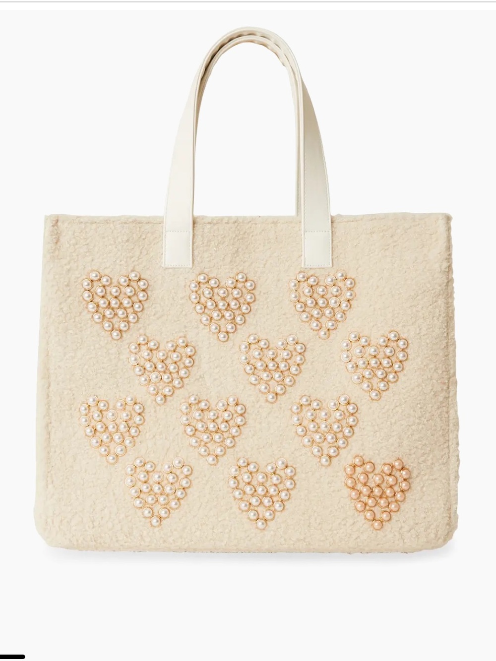 BTB Ivory Pearl Heart Tote Bag
